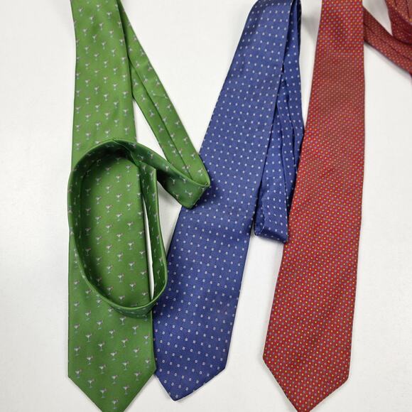 Brooks Brothers Silk Ties Mens Set of 3 Green Blue Red Made Italy USA Patterned - Picture 2 of 5
